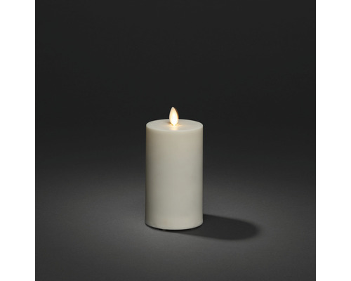LED-kaars, crèmewit, Konstsmide, H 18 cm, warmwitte lichtkleur, inclusief timer en dimmer.
