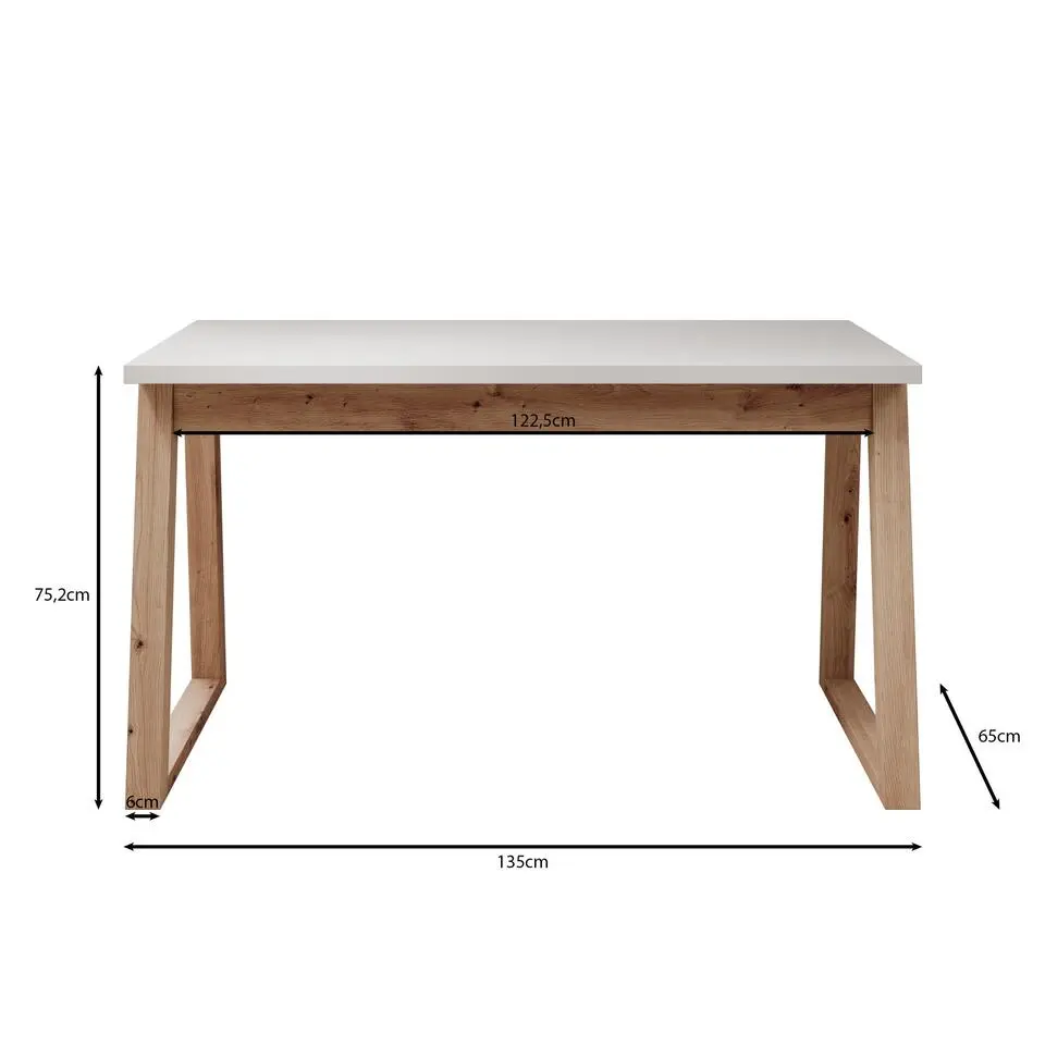 Meubella - Ithaca - Bureau - Zwart - 135x65 cm