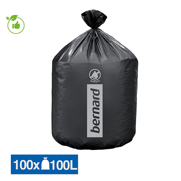 100 sacs poubelle en supertène Bernard 100 L coloris gris
