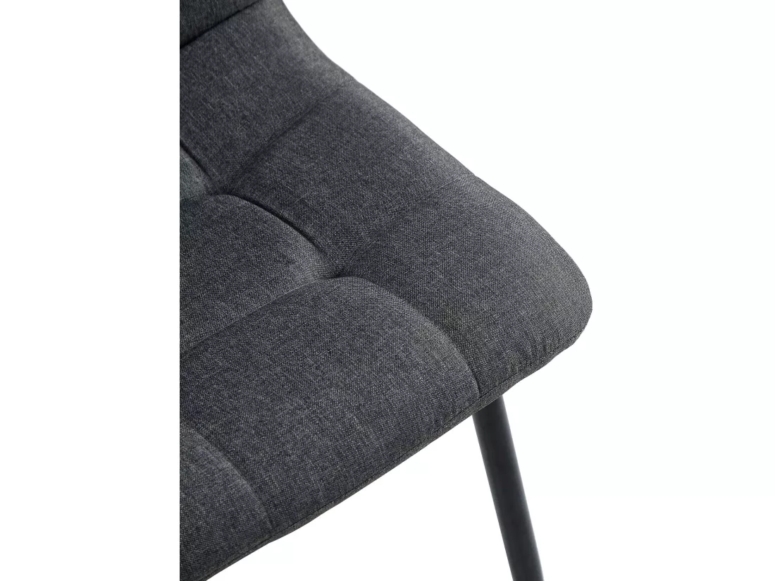 Lot de 4 chaise salle à manger - Tissu & Métal noir mat - Gris foncé - Antibes