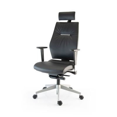 Fauteuil de bureau SPECTRA - accoudoirs réglables - appui-tête - cuir noir
