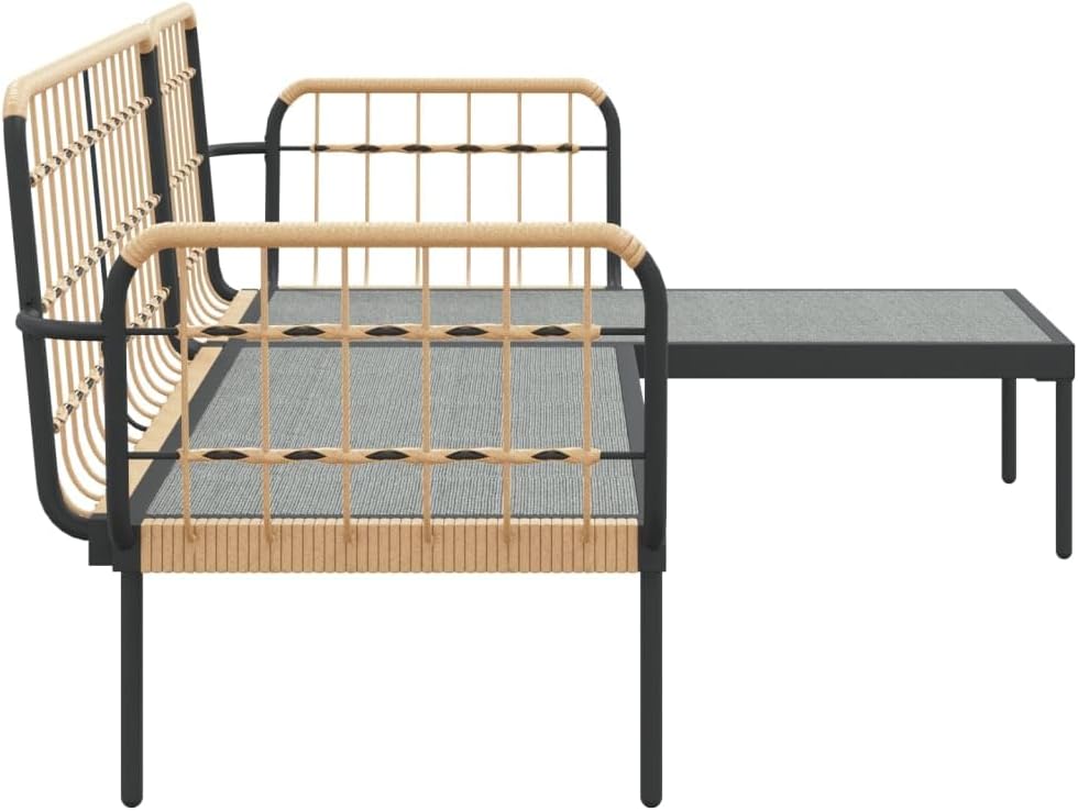 vidaXL Garten Lounge Set 3-TLG., Gartenmöbel Set mit Beigen Kissen, Sitzgruppe für Garten Terrasse, Loungemöbel Sofa L-Form, Poly Rattan