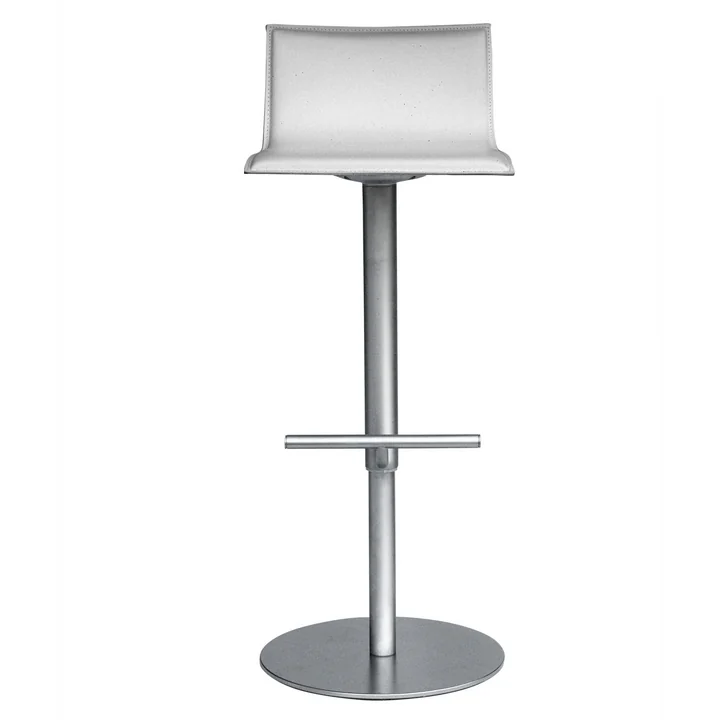 Lapalma - Thin Barhocker S24 (H 52-77 cm), Gestell Edelstahl / Sitzschale Leder schwarz