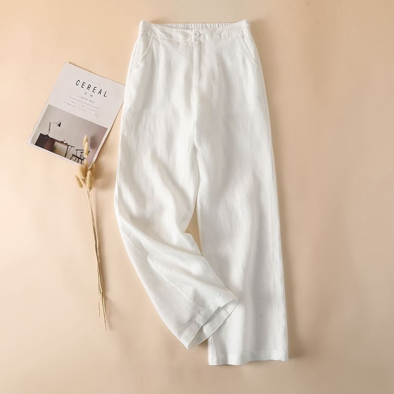Isaaca - High Rise Plain Wide Leg Broek