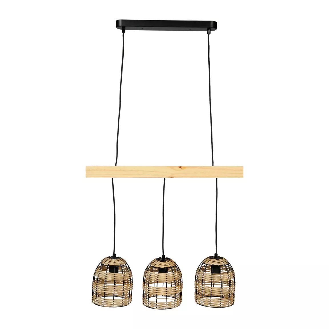 Suspension lumineuse bambou 3 douilles (L60 cm) Domo Naturel