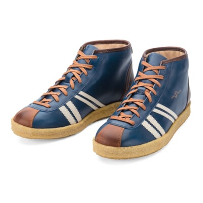 Ledersportschuh Trainer, Mittelblau