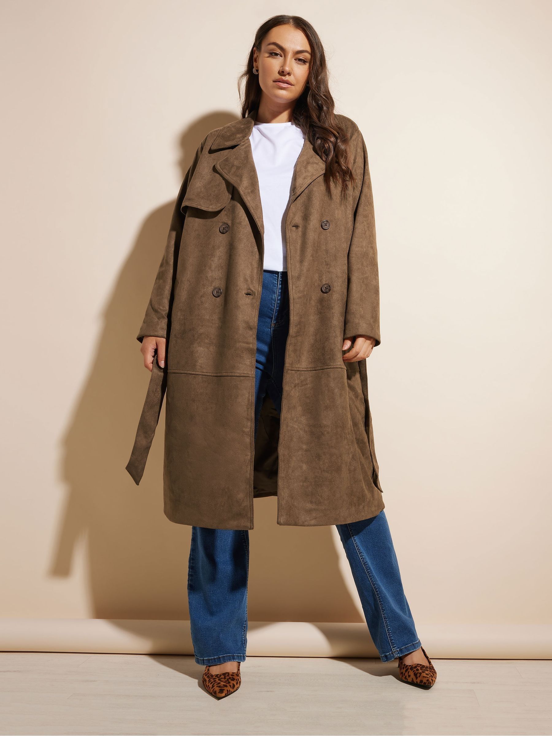 Yours Curve suède trenchcoat