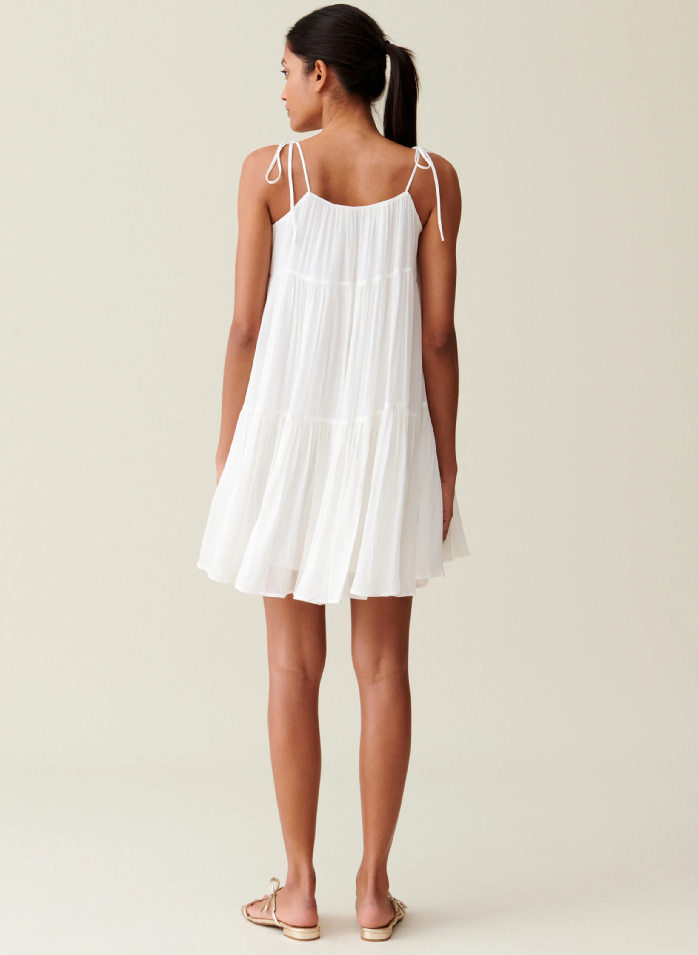 Robe courte babydoll col carré| Blanc