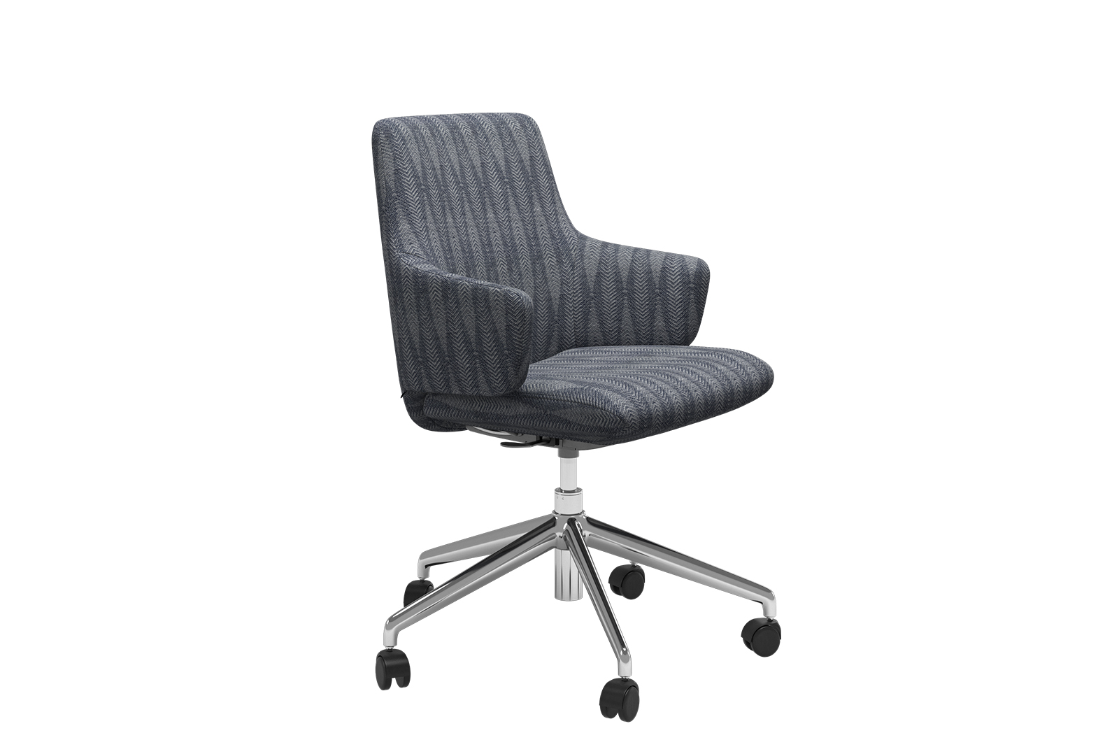 Stressless® Basil Lav spisestol m/arm Office Tekstil Leaf Blue med office understell. Large. Vaskbart trekk