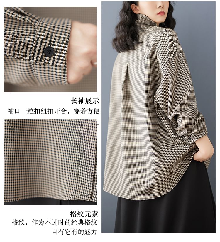 Taragon - Oversized overhemd met lange mouwen en asymmetrische ruit en knopen