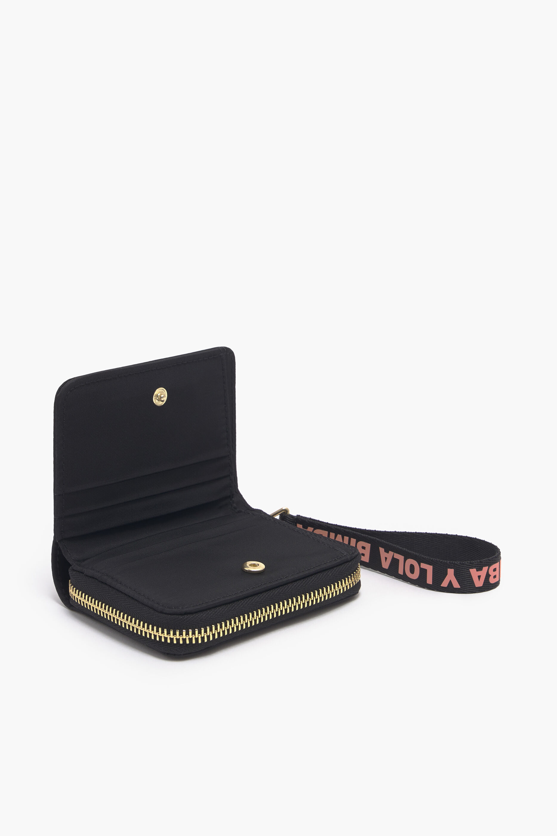 Carteira preta de nylon com aba