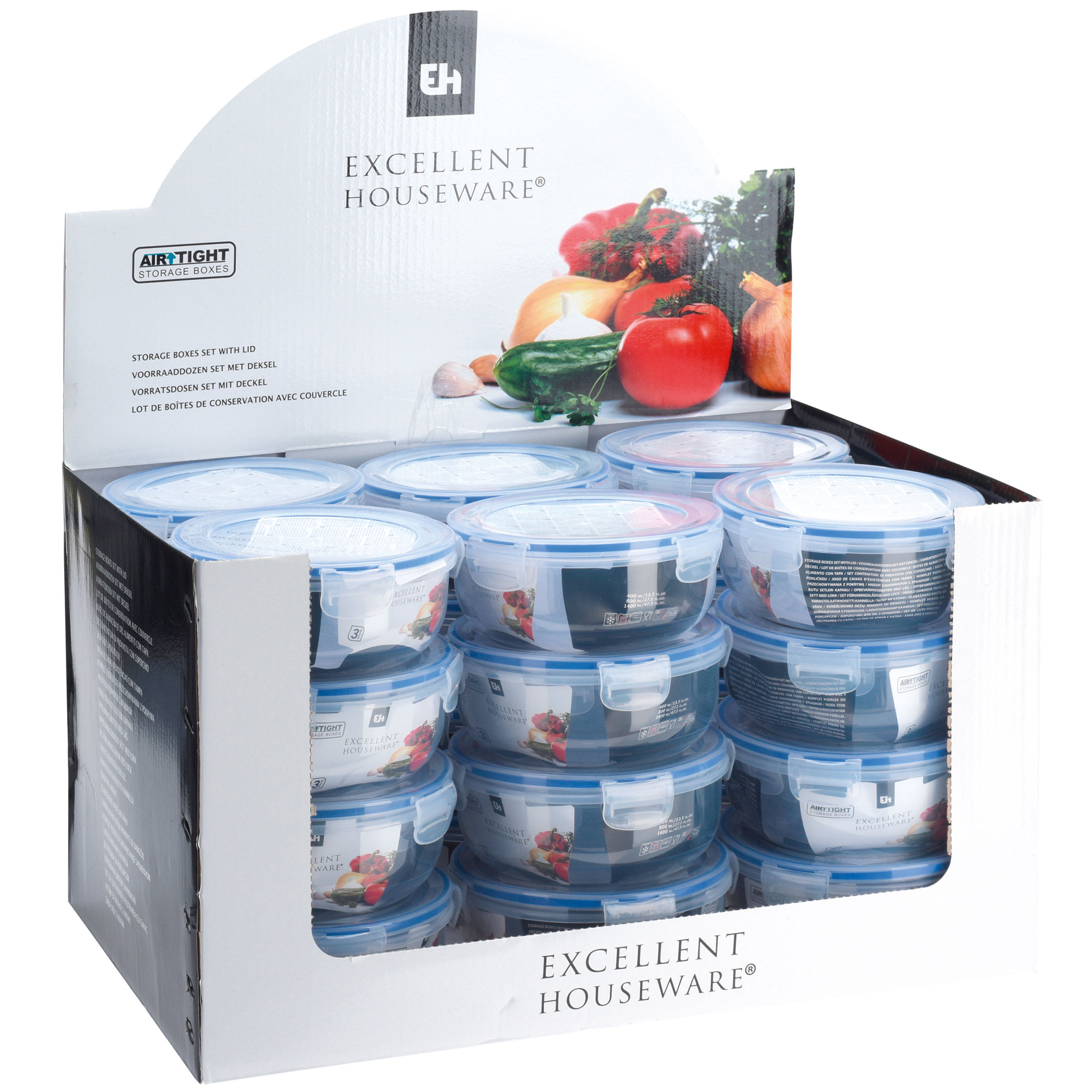 3er-Set Vorratsdosen - blau-transparent - mit Deckel