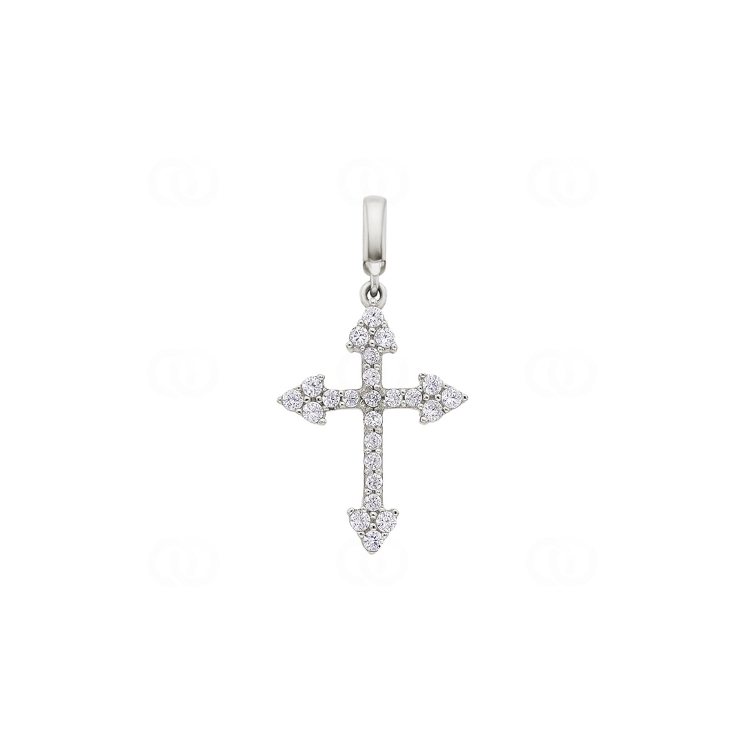 Anhänger 750/18 K Weissgold Kreuz mit Zirkonia