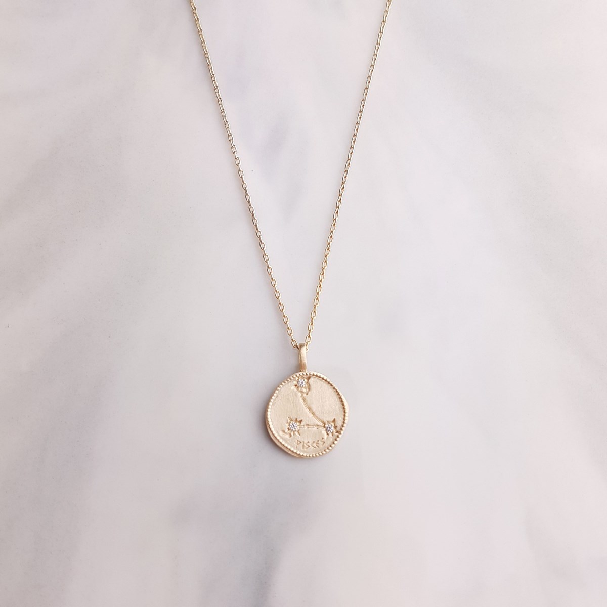 Collier Plaqué Or Signe Astrologique Zodiaque Pendentif Constellation Poisson