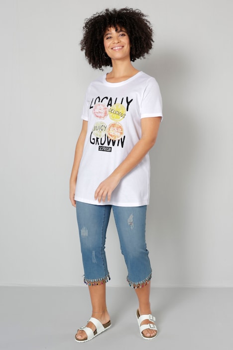 T-Shirt, Classic Fit, Schrift, Applikationen, Rundhals, Halbarm