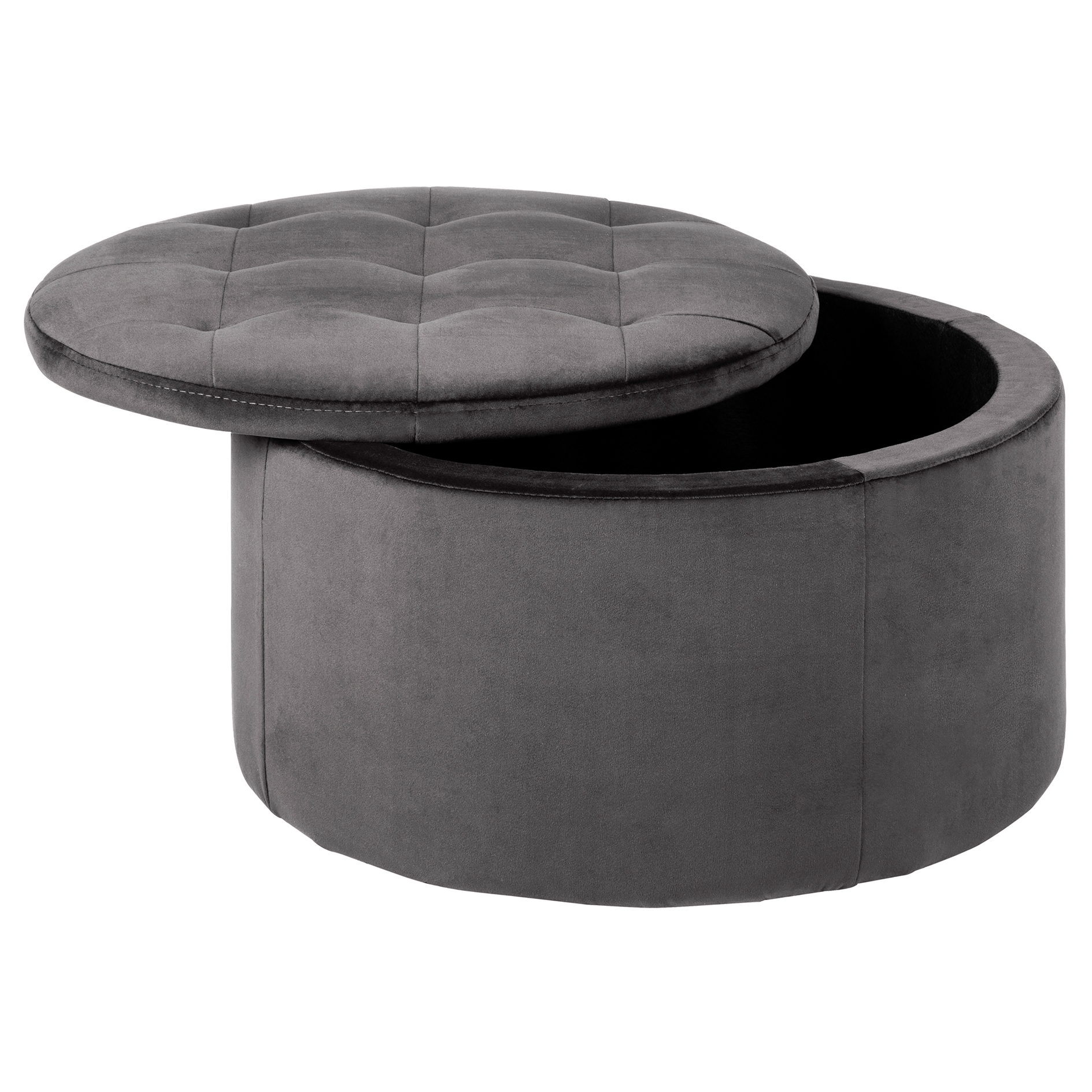 Hocker mit Aufbewahrung RETINA - grau - Samt
