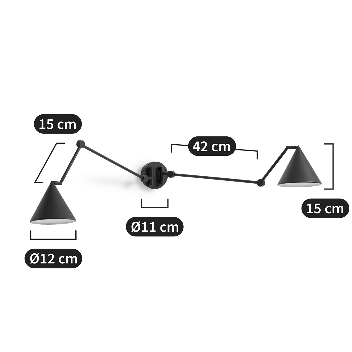 AM.PM<br>Luminária de parede articulada, 2 braços, Moke