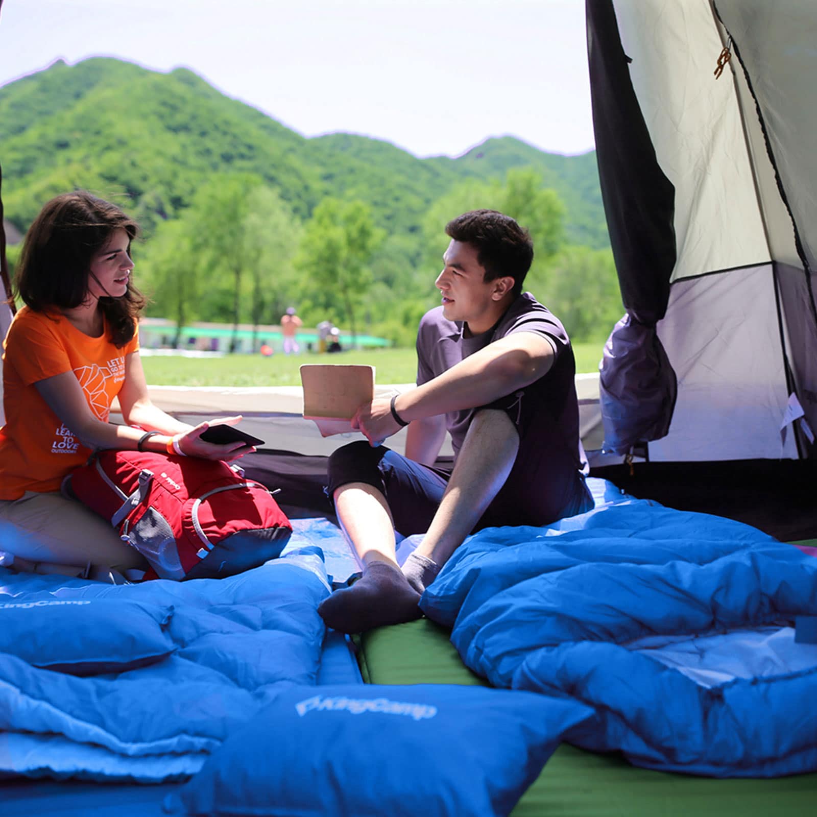KINGCAMP Decken Schlafsack Oasis 250 Sommer Camping Outdoor 2,2m Lang&Breit -3°C Variante: Royal Blue - Zipper L