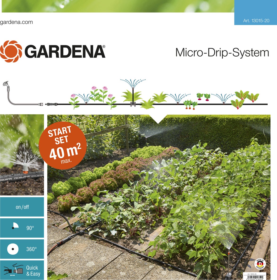 Gardena Micro Drip systeem druppelaar startset bloembedden en moestuinen 40 m²