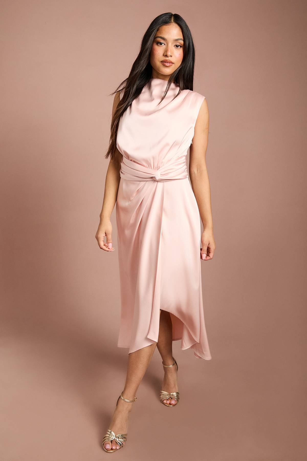 Coast Robe Midi En Satin Petite Avec Taille Torsadée