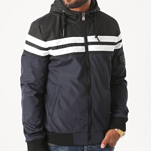Veste Zippée Capuche S3165 Bleu Marine Noir