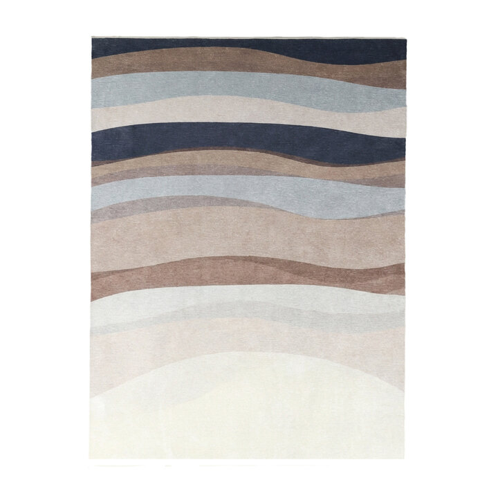 Geometrisch vloerkleed - Swing Waves Blauw/Bruin