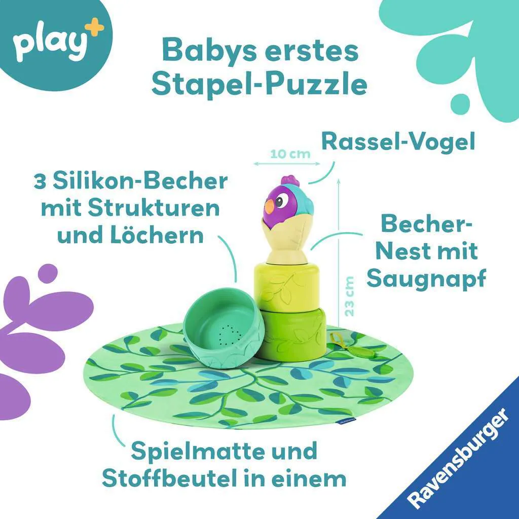 Ravensburger Spiel Play+ Baby-Stapel-Puzzle: Vogelnest