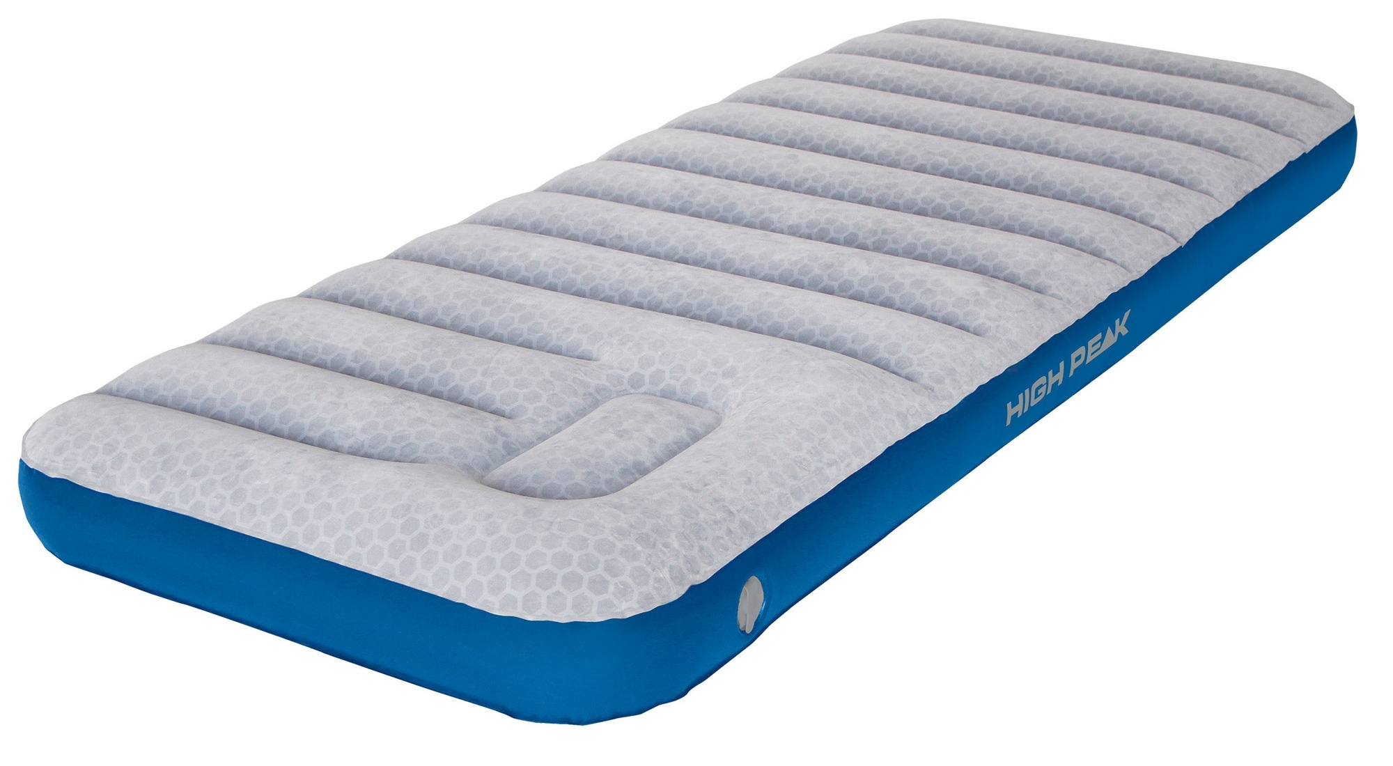 High Peak Air bed Cross Beam Extra Long Luftbett mit integrierter Pumpe hellgrau/blau Single