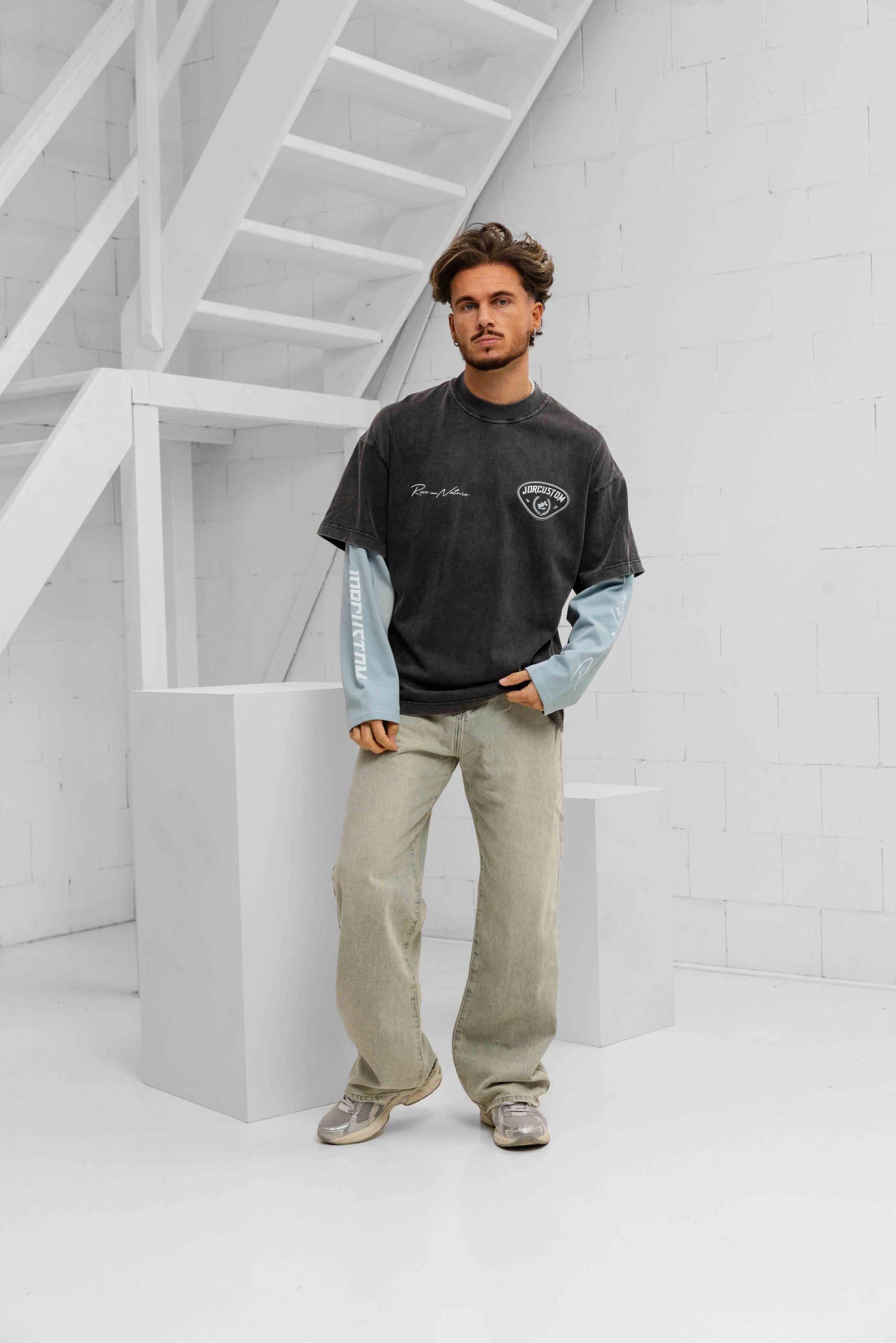 Project x Paris Barrel Fit Jeans Heren Lichtblauw