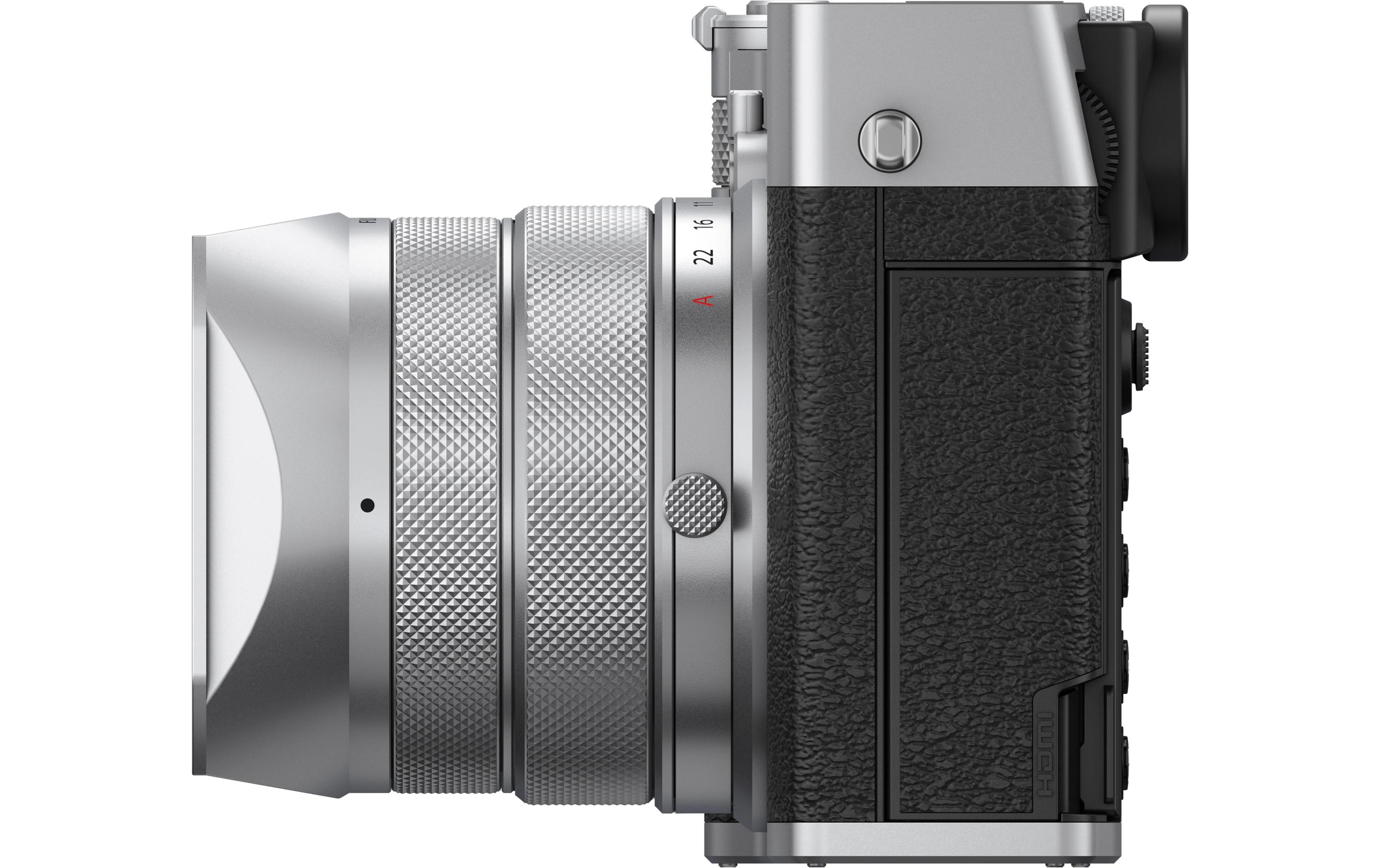 Fotokamera GFX 100RF Silber<br>GFX-Kamera mit fest verbautem Objektiv und bringt die Mittelformat-Bildqualität in ein ultrakompaktes Design