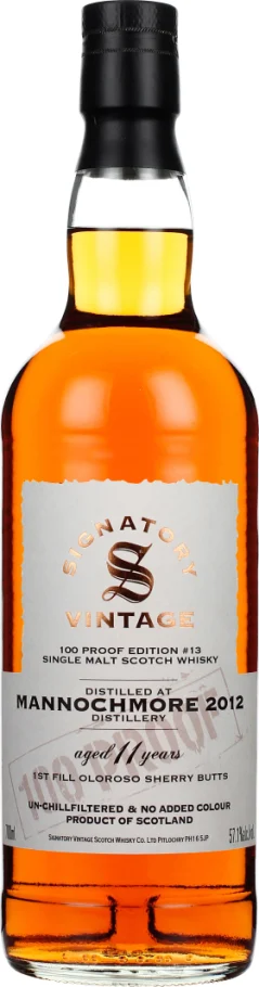 SIGNATORY MANNOCHMORE 11 YEARS 2012 100 PROOF 70CL