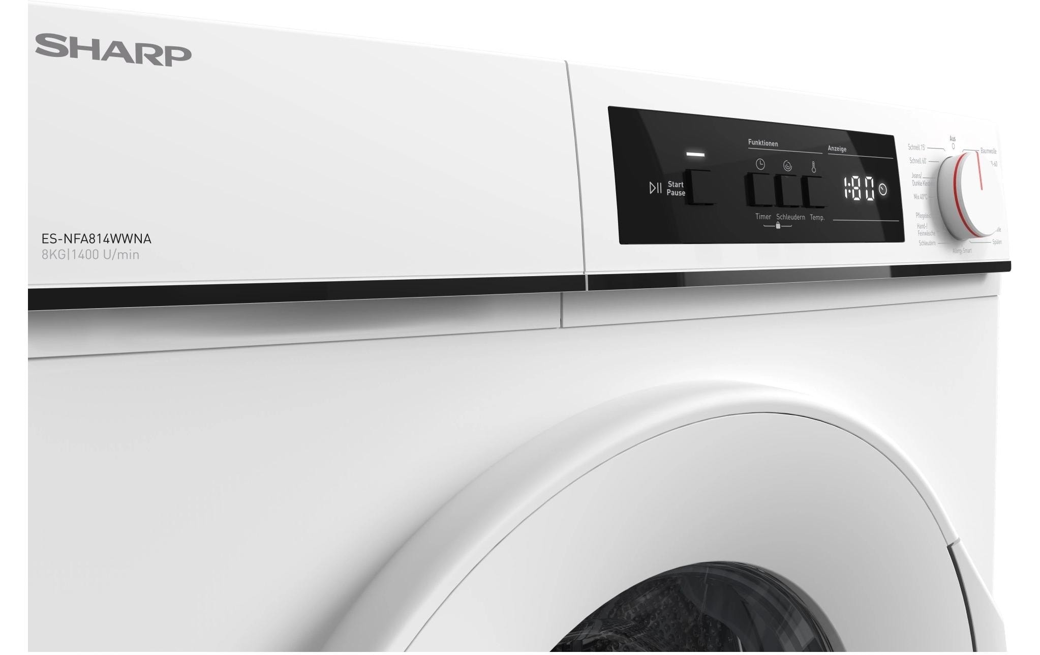 Sharp Waschmaschine »ES-NFA814WWNA-CH Links« 1400 U/min