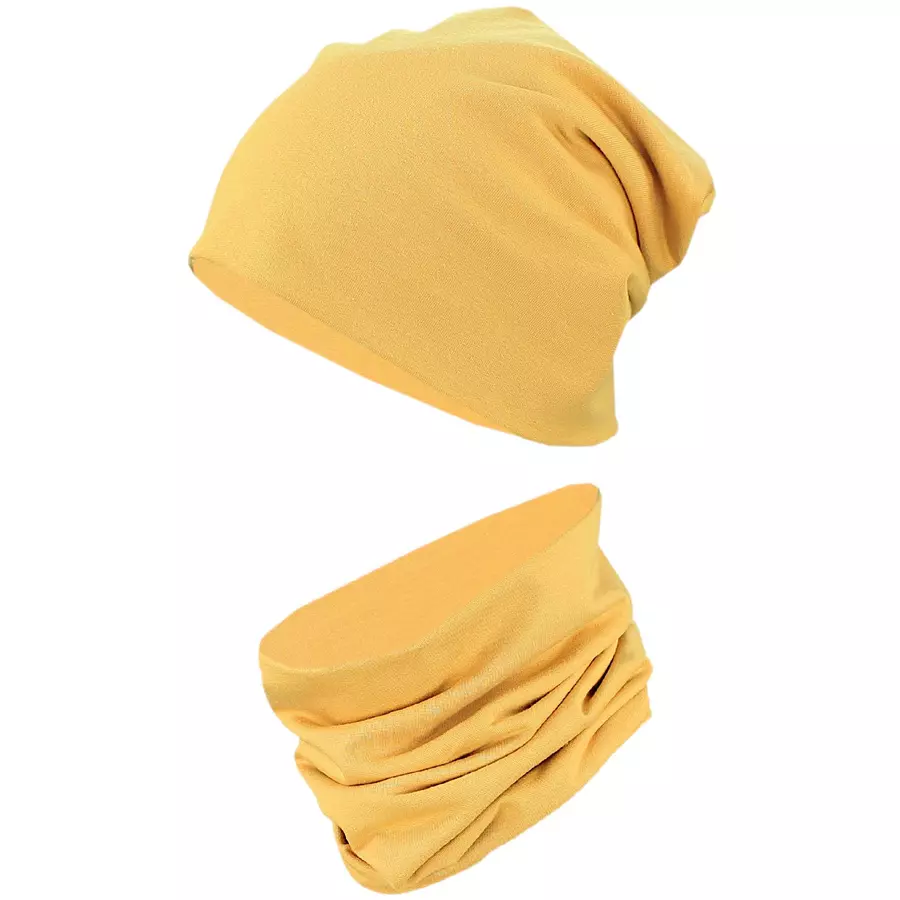 TupTam Unisex Kinder Beanie Mütze Schlauchschal Set gelb