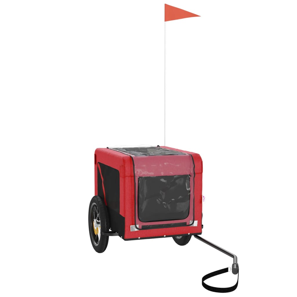 vidaXL Reboque para Cães de Bicicleta em Tecido Oxford de Ferro Vermelho e Preto