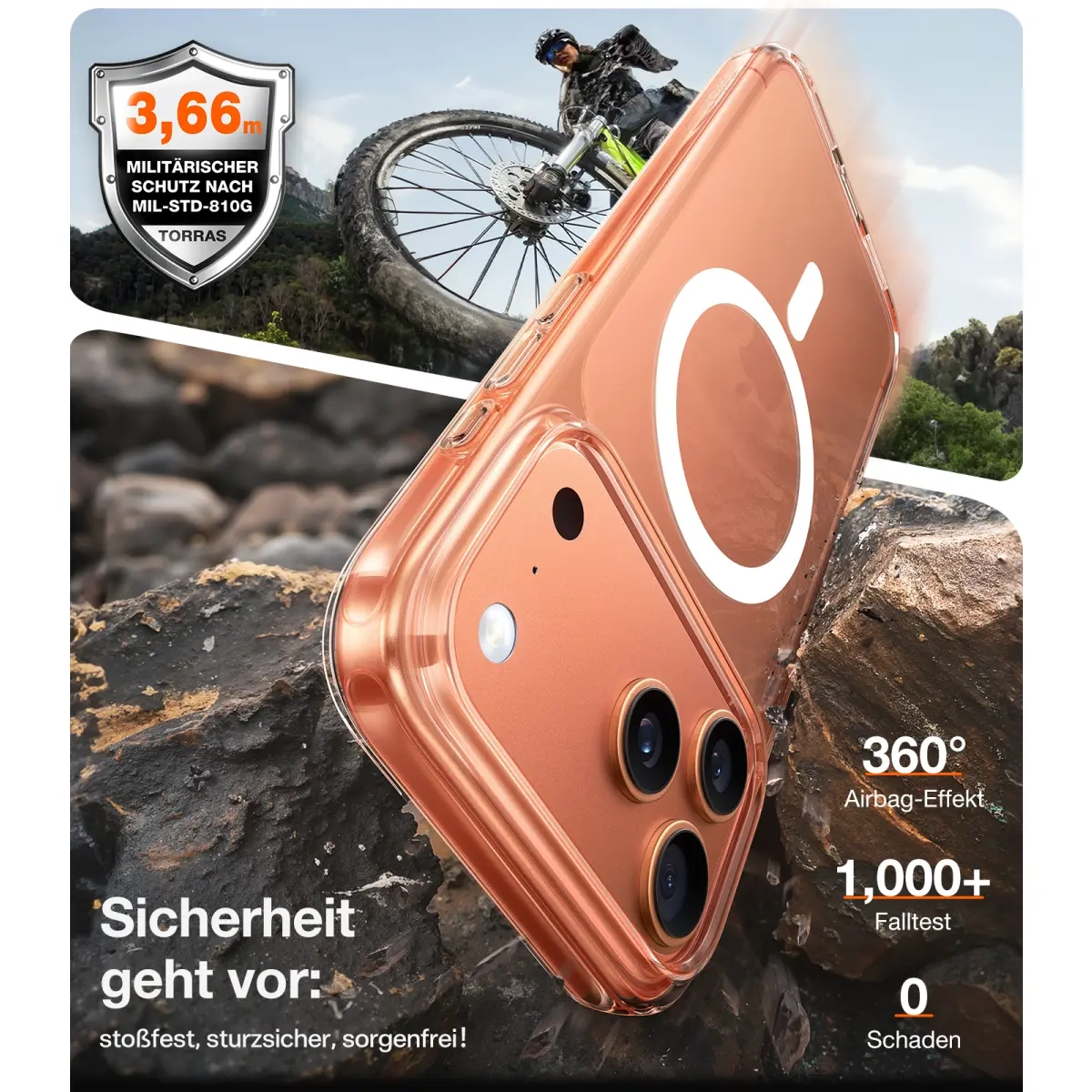 iPhone Air Guardian Magnetic Series Hybrid Hardcase Hülle mit TPU Bumper - Transparent