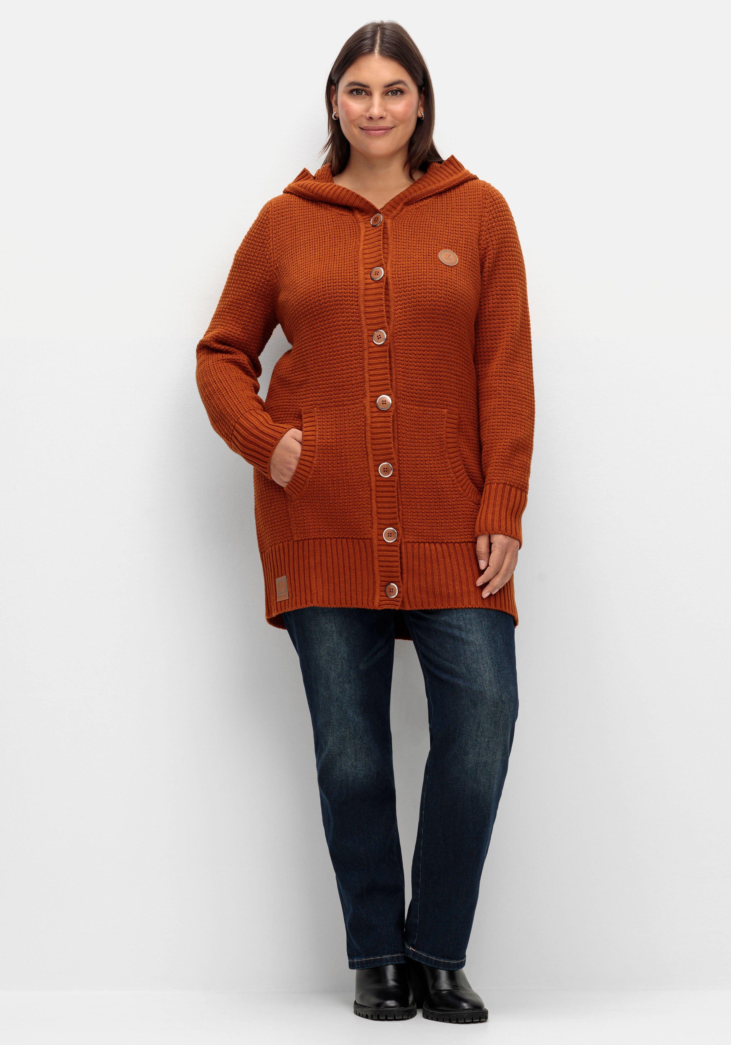 Strickjacke mit Kapuze, in Longform