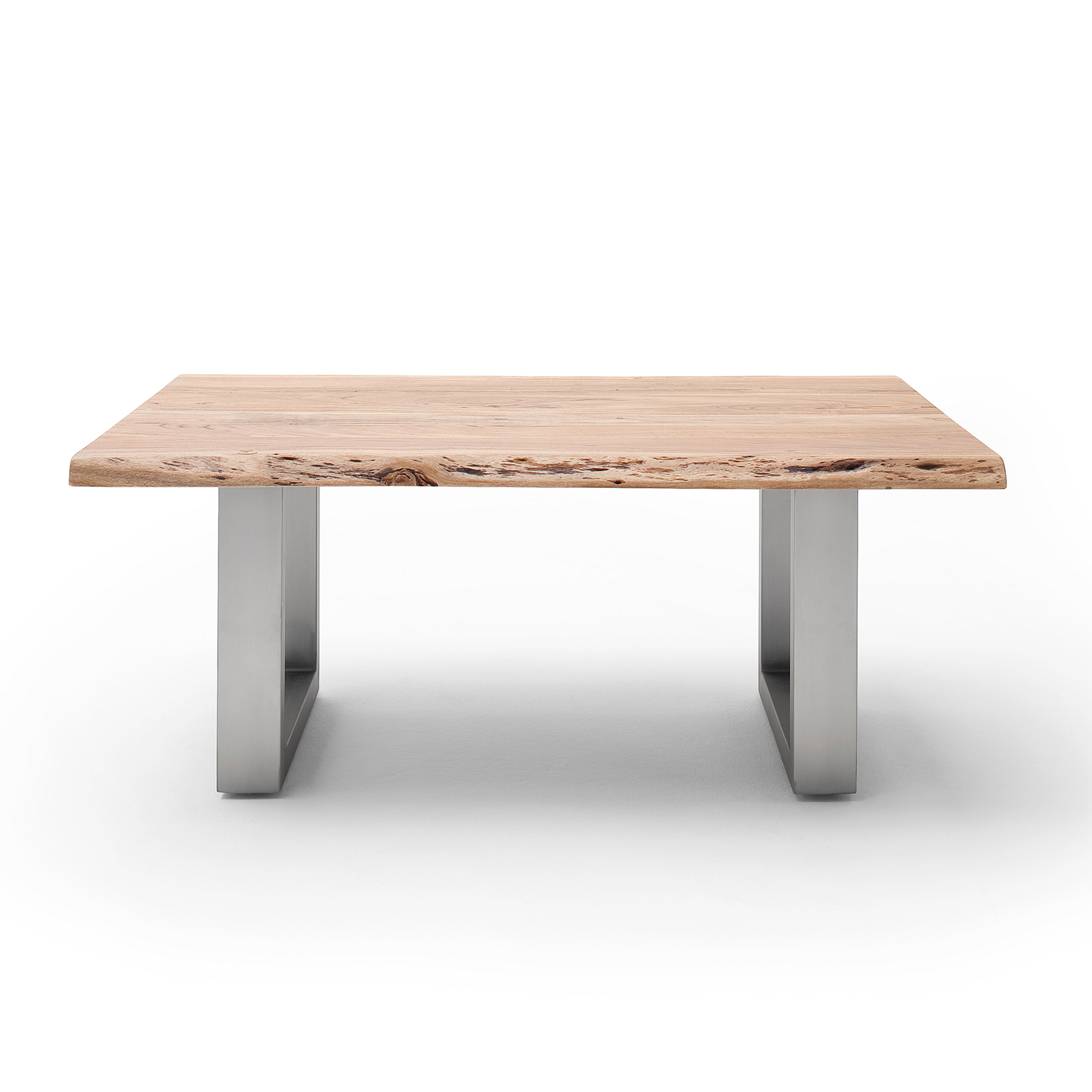 Couchtisch CARTAGENA - Akazie natur-Edelstahl - U-Gestell - 110x70 cm