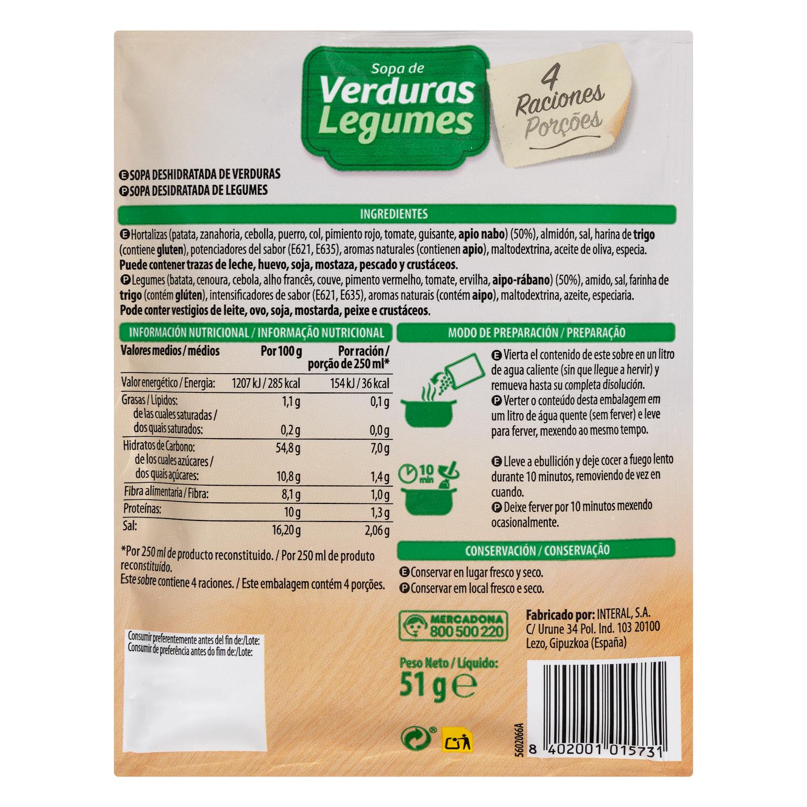 Soupe de légumes Hacendado