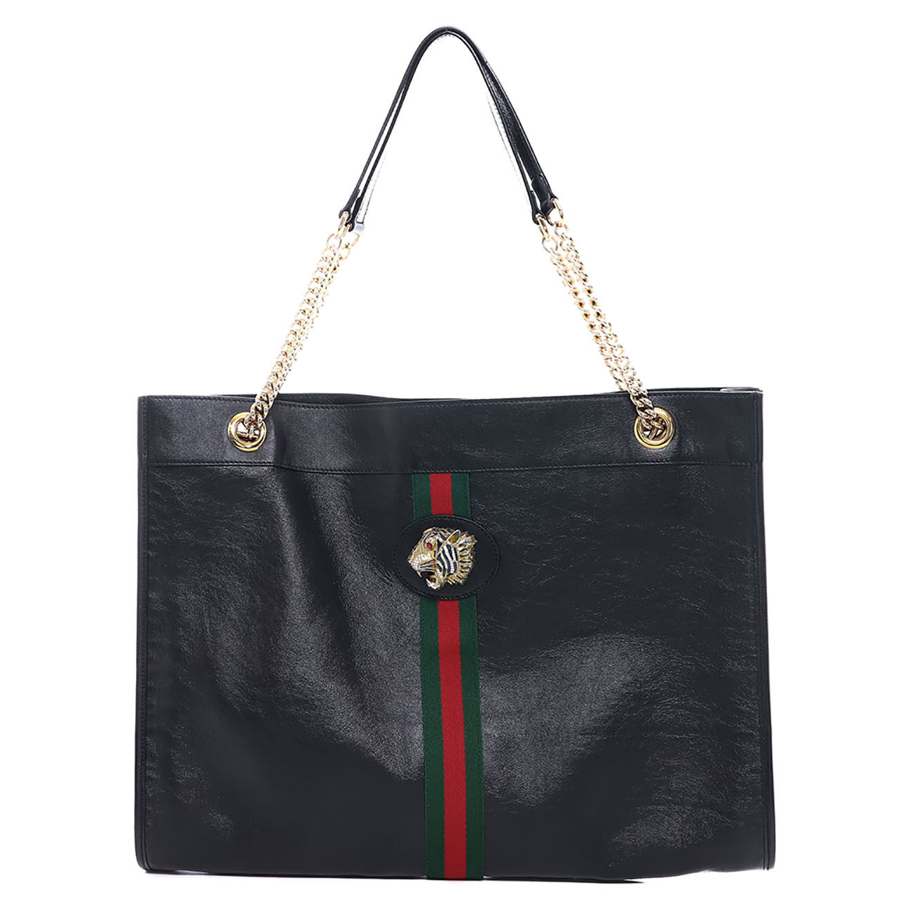Gucci Sac cabas Rajah en Cuir noir - Très bon état - L.45 cm