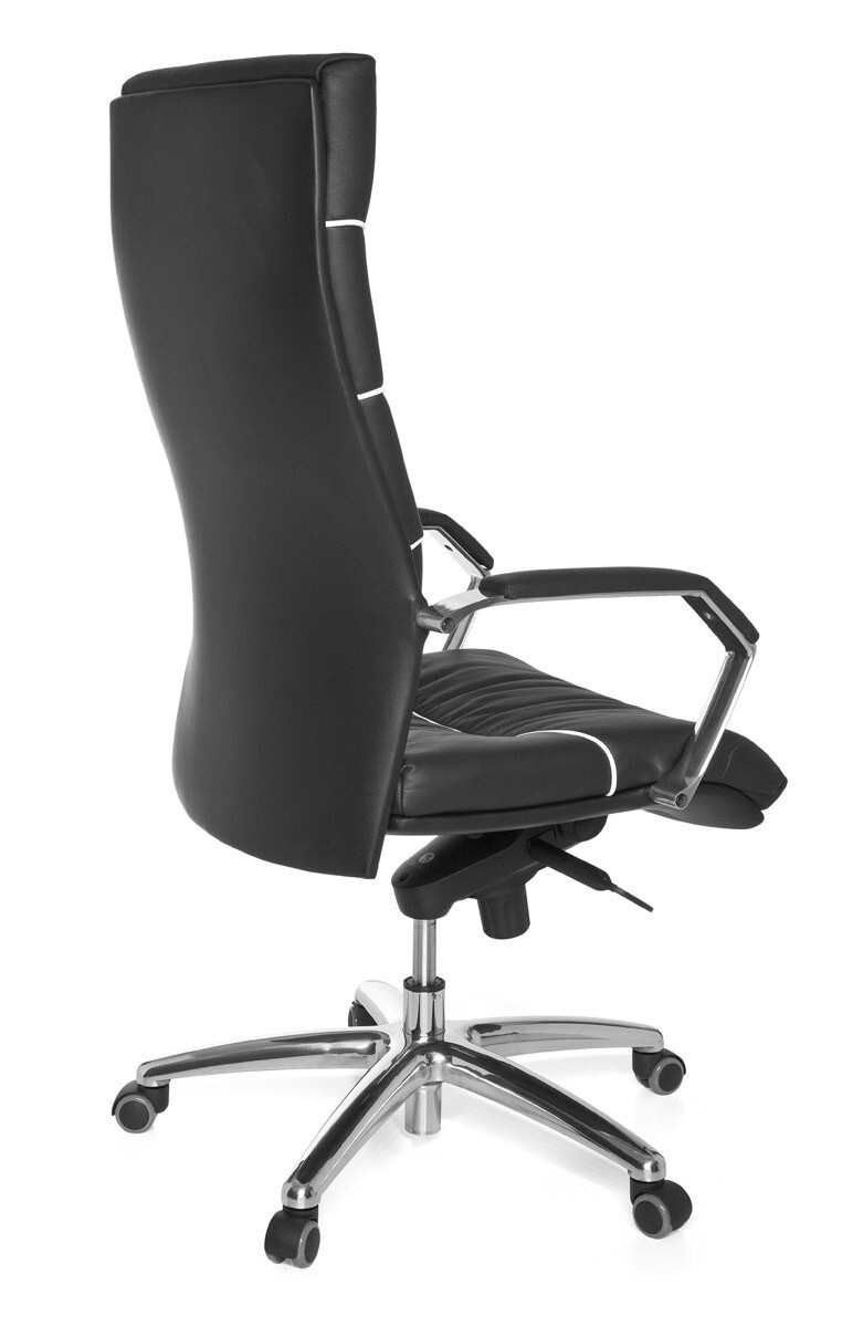 KADIMA DESIGN XXL Chefsessel Kanzas: Echtleder, Soft-Air Formpolster, verchromte Armlehnen, Aluminium-Fußkreuz, 5-Punkt Mechanik.