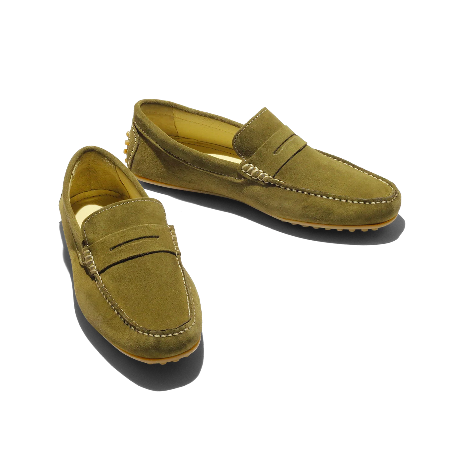 Fred-Mocassin souple en velours kaki