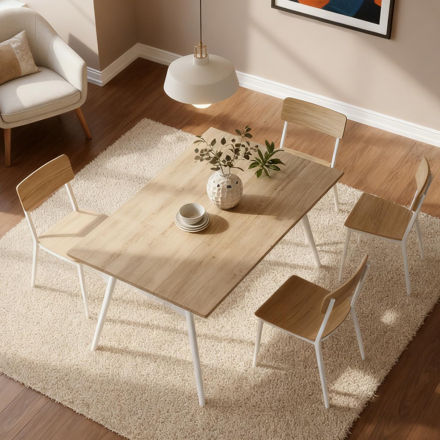 B&D home Esstisch Jonte, ausziehbar 80-120 x 80 cm, 4 Personen Küchentisch Holztisch mit Metallgestell für Esszimmer, Küche, skandinavisch Design, Sandeiche Optik, 11219-80-FW-EISA