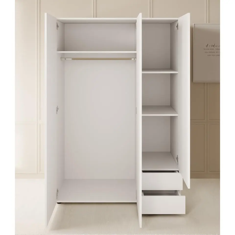 Meubella - Kledingkast Bellini - Wit - 120 cm