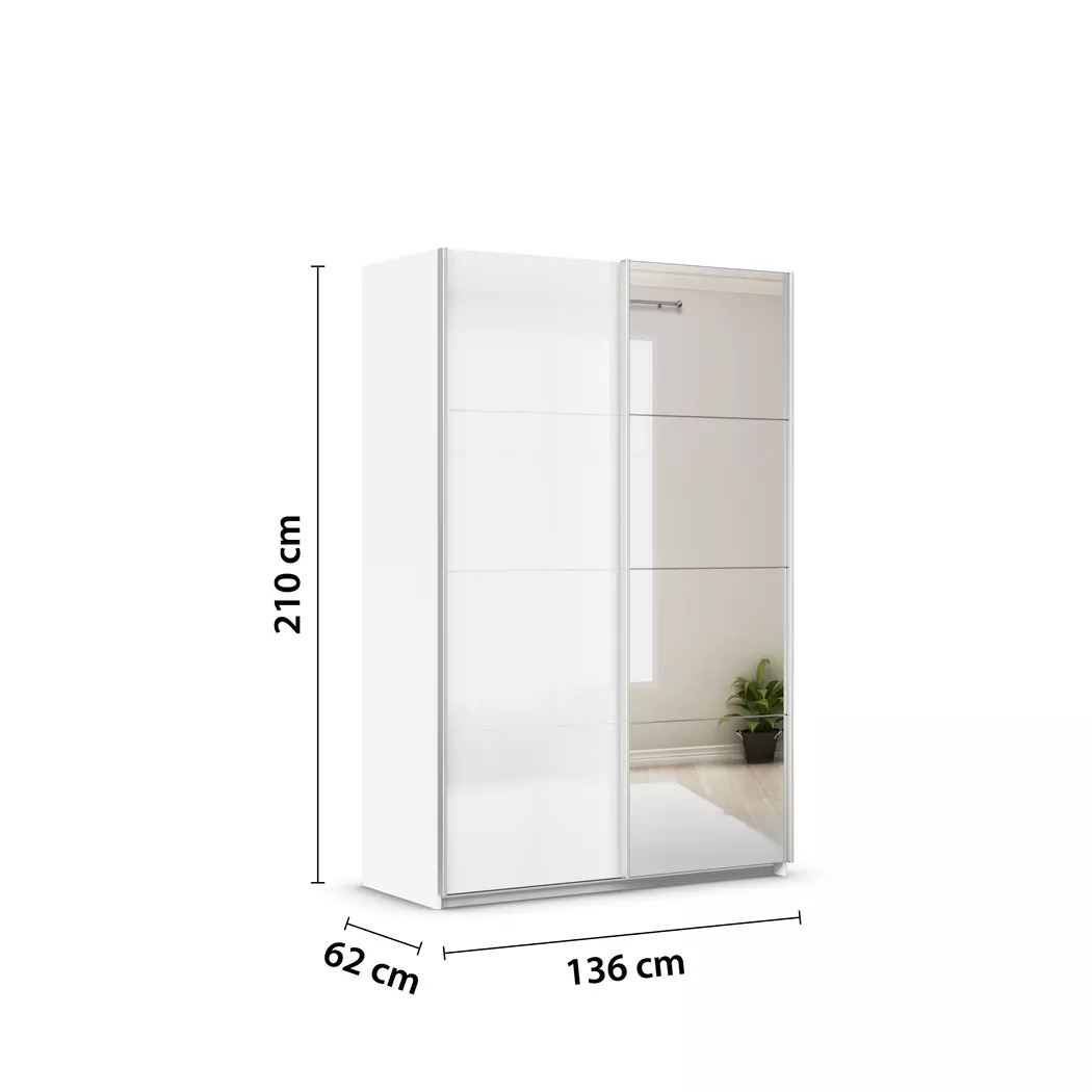 Schwebetürenschrank Quadra 136 x 210 cm