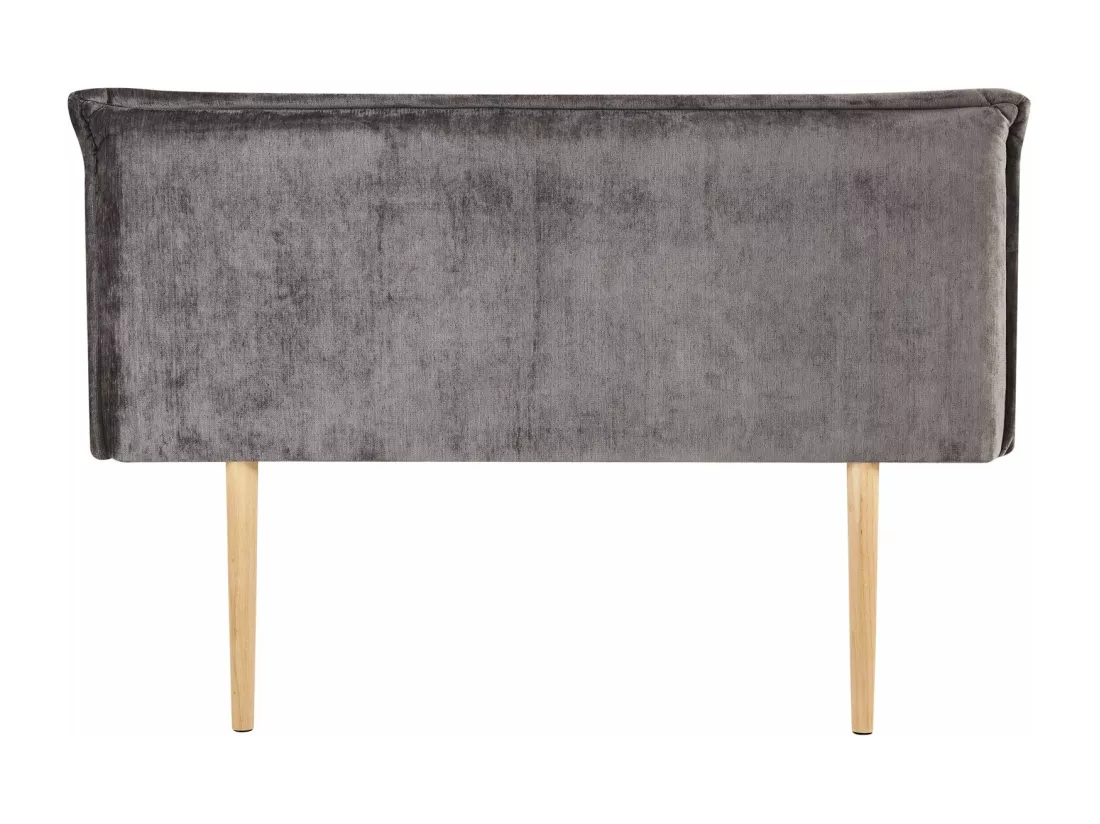 Tête de lit ELORE 140 rembourrée, En tissu polyester pour lit 140 cm, Sur pieds en bois, Gris