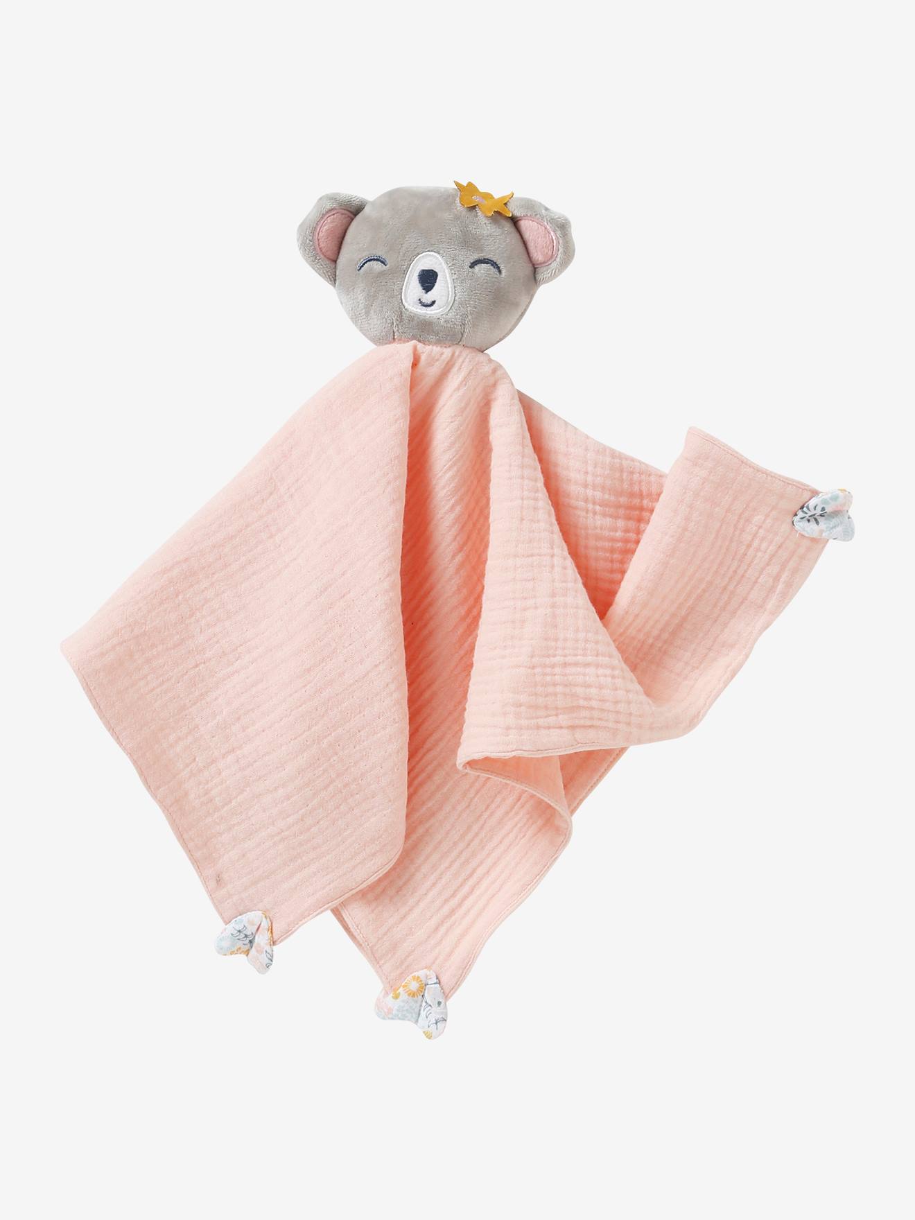 Conjunto para presente com 3 itens: pano + doudou + chocalho marrom