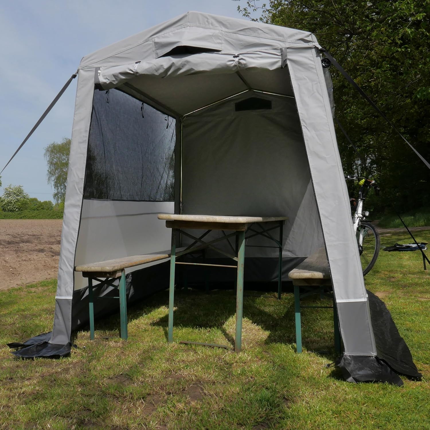 your GEAR Zelt Trient Multi Storage - Küchenzelt & Gerätezelt 240x180x200 cm, wasserdicht, Winterfest, PVC Dach und Wände, UV 50+, 2 Fenster, stabile Stahlrohre, Outdoor Zelt für Camping & Garten