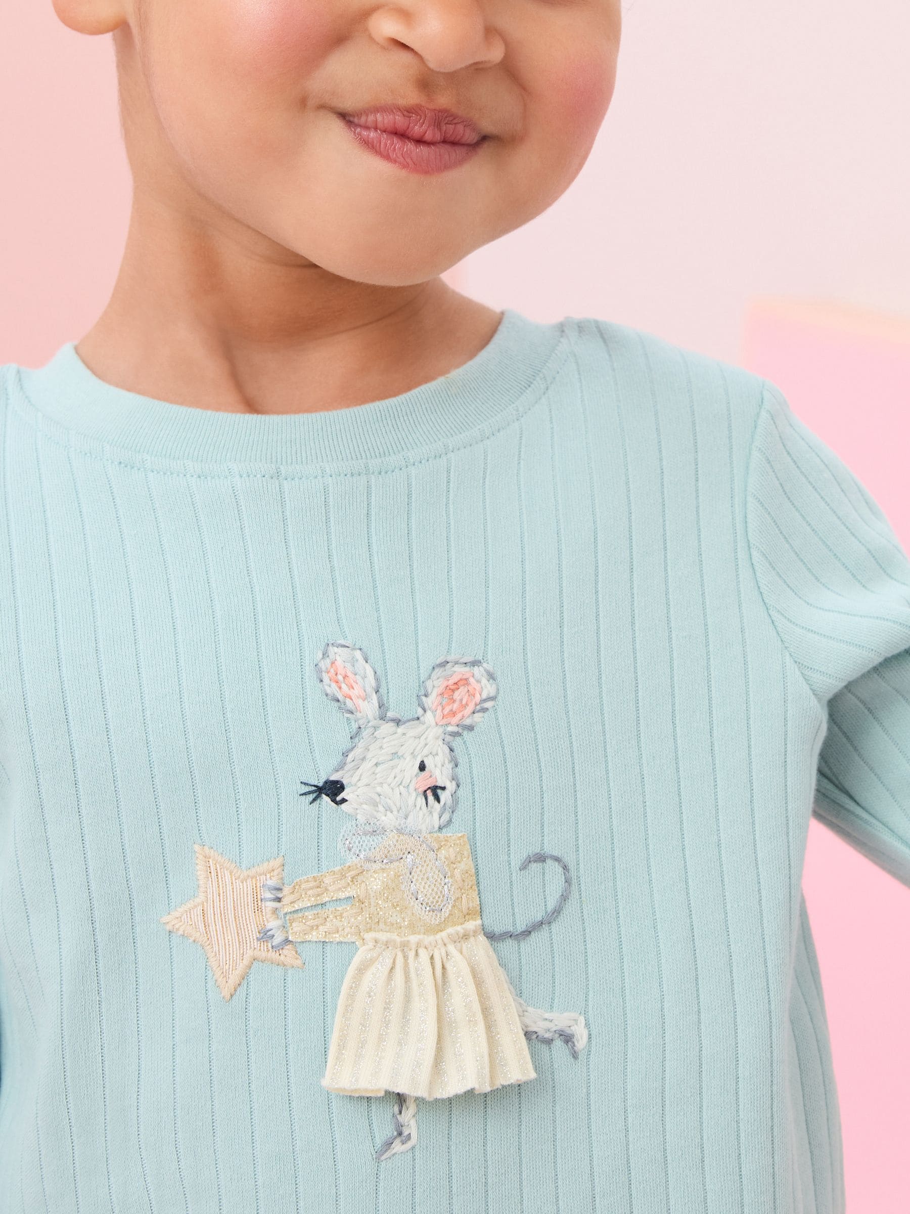 Roze/blauw met muis - Verpakking van 2 pyjama's met geweven broek (9 mnd - 10 jr)