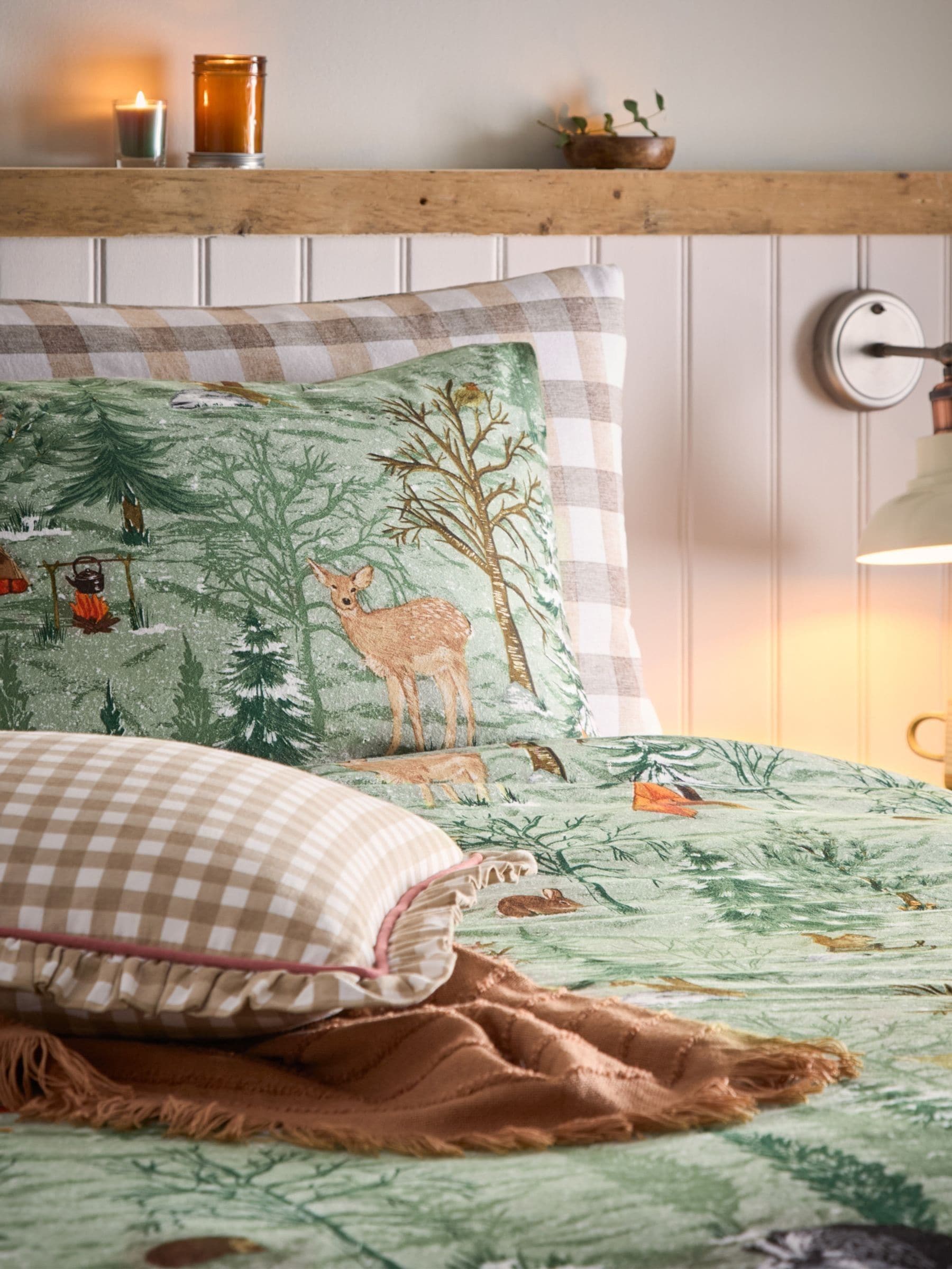 Furn Supersoft 100% geborsteld katoenen Kerstmis Lodge Dekbedovertrekset