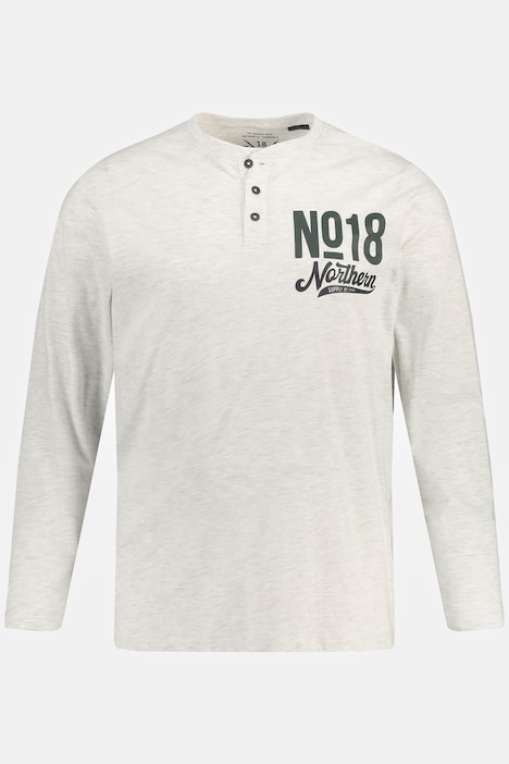 Schlafanzug-Oberteil, Homewear, OEKO-TEX, Henley, Print, Langarm